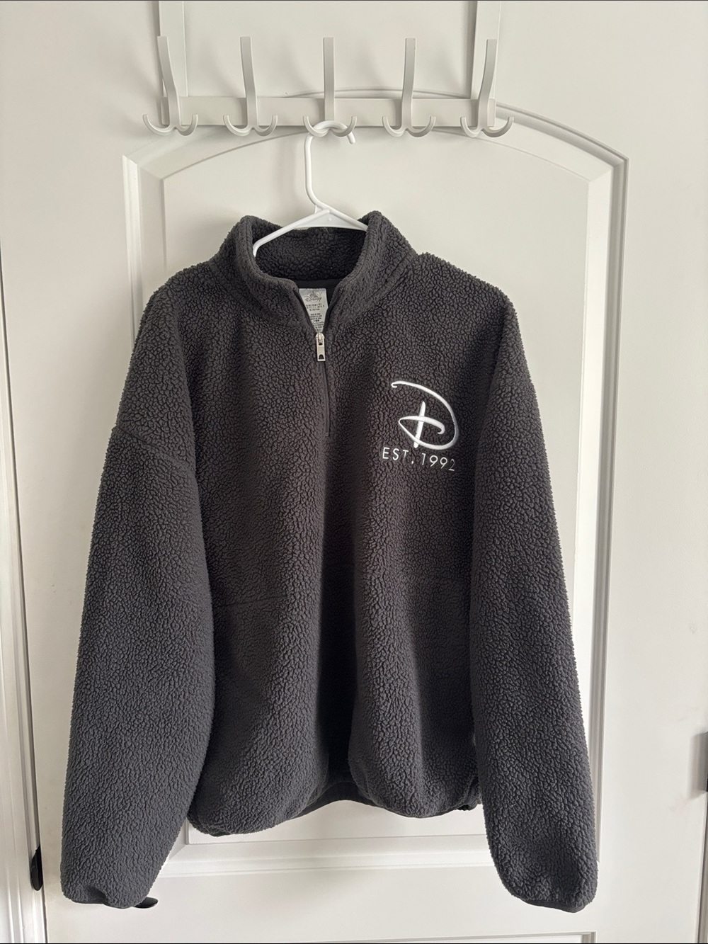 Disneyland Paris Mickey Mouse Sherpa Fleece Quarter Zip Pullover Gray